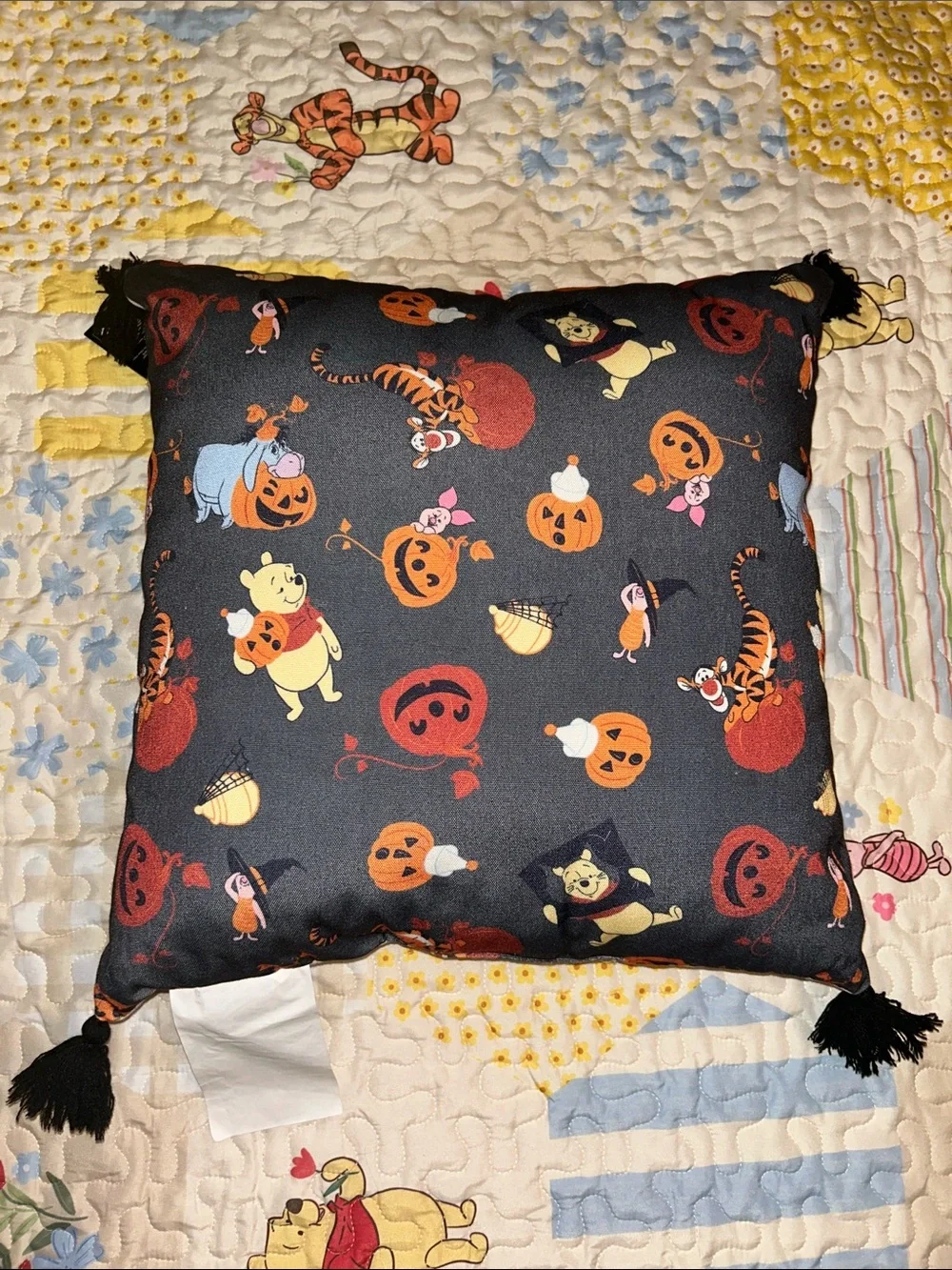 Winnie the Pooh & Friends Halloween Accent Pillow - Beige, Orange, Black